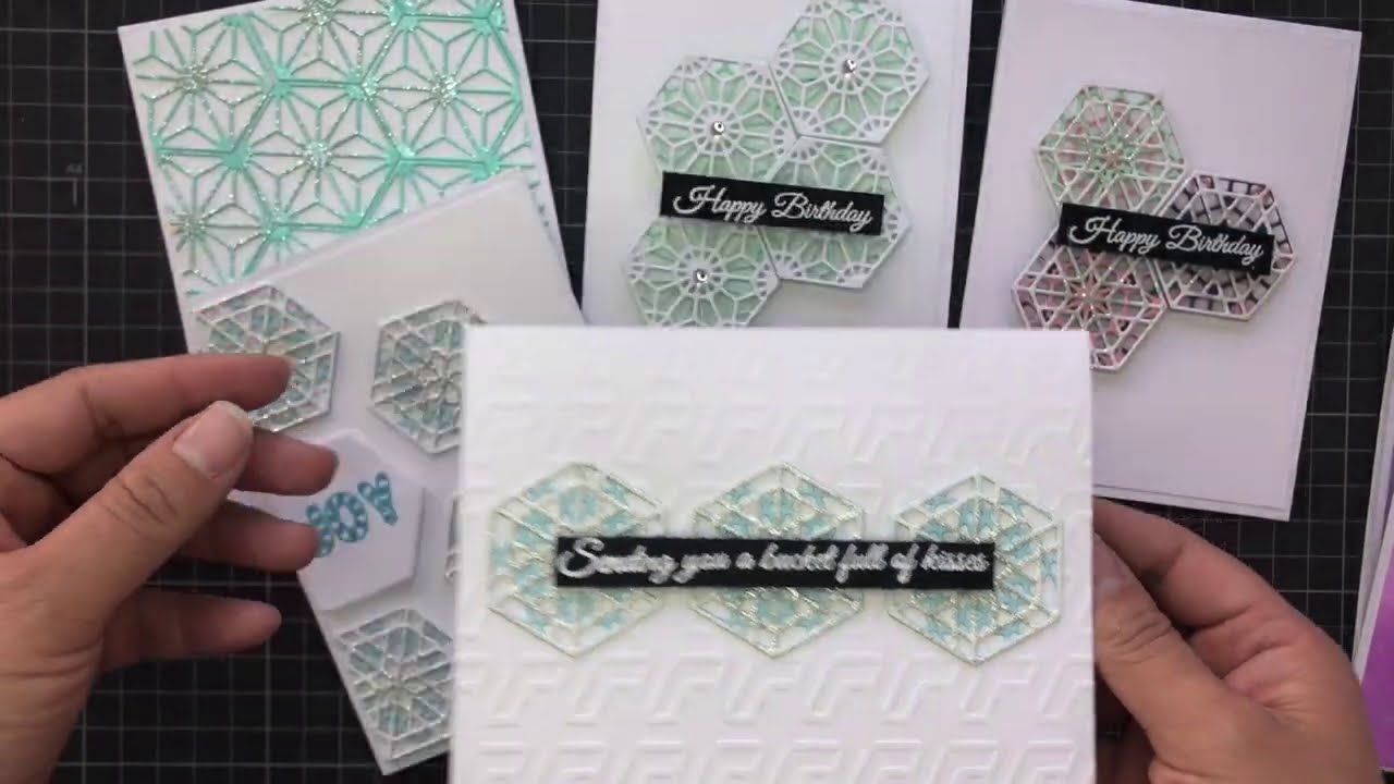 Step by Step Tutorial:Hexagon Layered Die Cut Cards - YouTube
