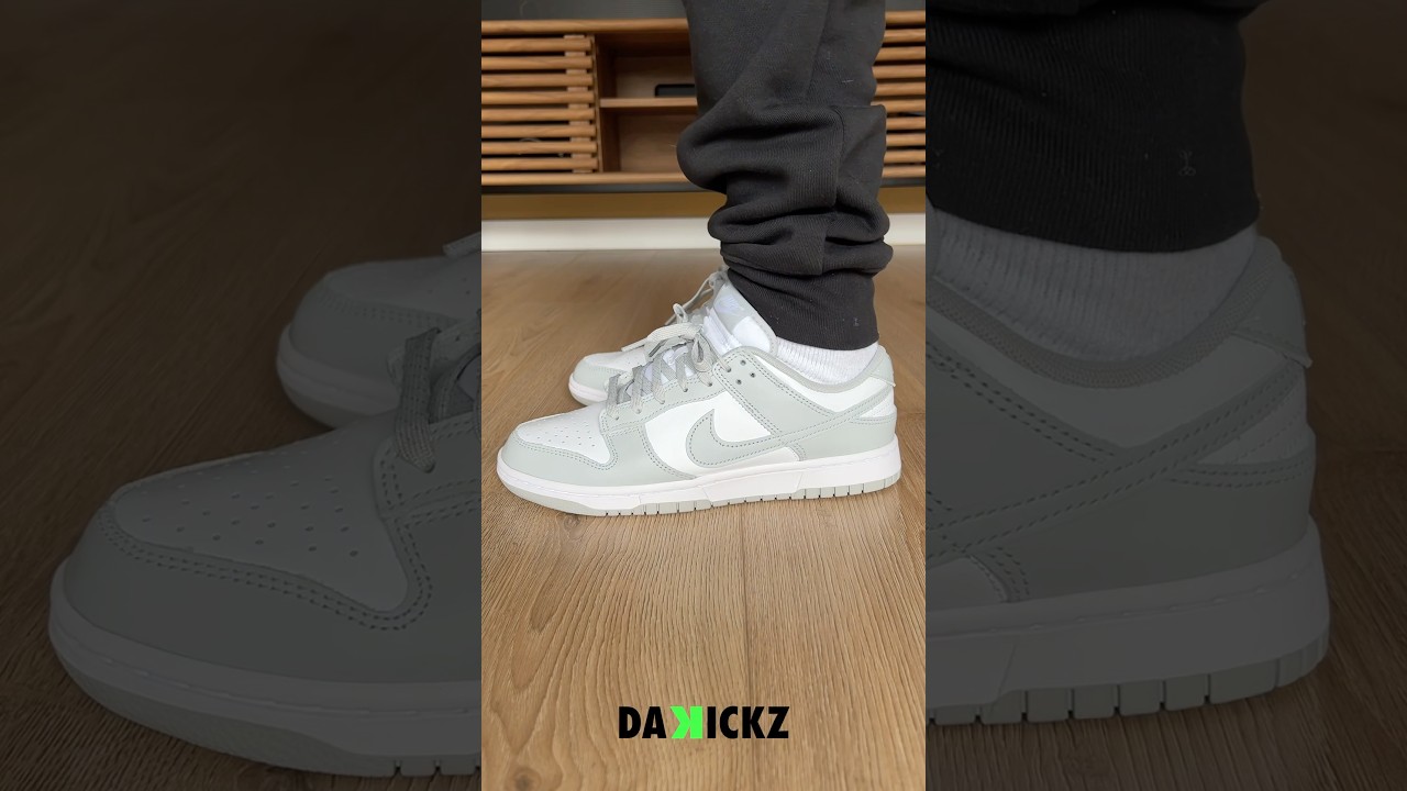 Nike Dunk Low Grey Fog On-Feet Detailed view 