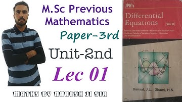 canonical form, cauchy problem,msc previous mathematics,msc previous differential equation,msc maths