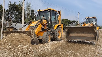 Experience JCB Operator Gravelling and Leveling Road With JCB Backhoe - JCB Making Village Road 2