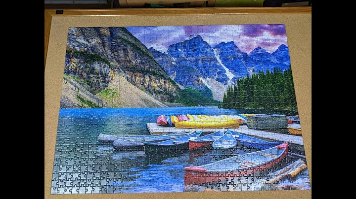 Doing a 1000 piece jigsaw puzzle called "Canoes On The Lake. Fast Time-Lapse