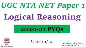 Logical Reasoning | PYQs of 2020-21 | UGC NTA Paper 1 2022