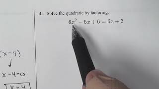 Alg  2   Unit 6 Test Prep Video A