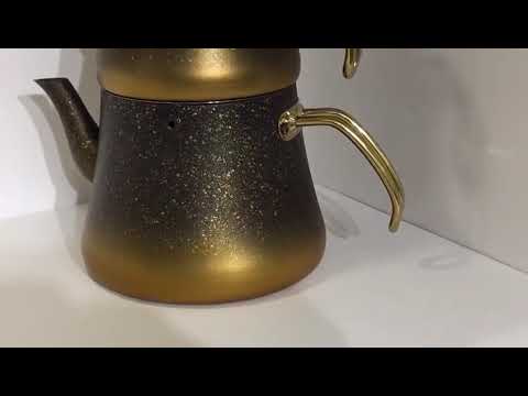 Oms Çaydanlık Takımı Granit Altın Gold Orta Boy 159 tl