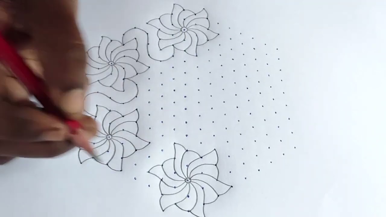 💫17*9 beautiful dots rangoli💫traditional rangoli💫daily rangolis..... 