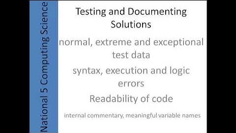 National 5 Computing Science Testing and Documenting Solutions