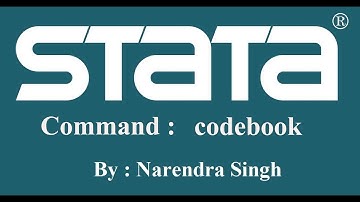 #StataTutorial : Lesson 02 How codebook command works? #StataForBeginners