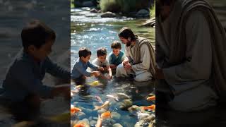 Jesus Playing With Children By A Crystal Stream Heartwarming Moment