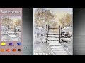 Landscape Watercolor - Winter Entrance (sketch & color mixing view) NAMIL ART