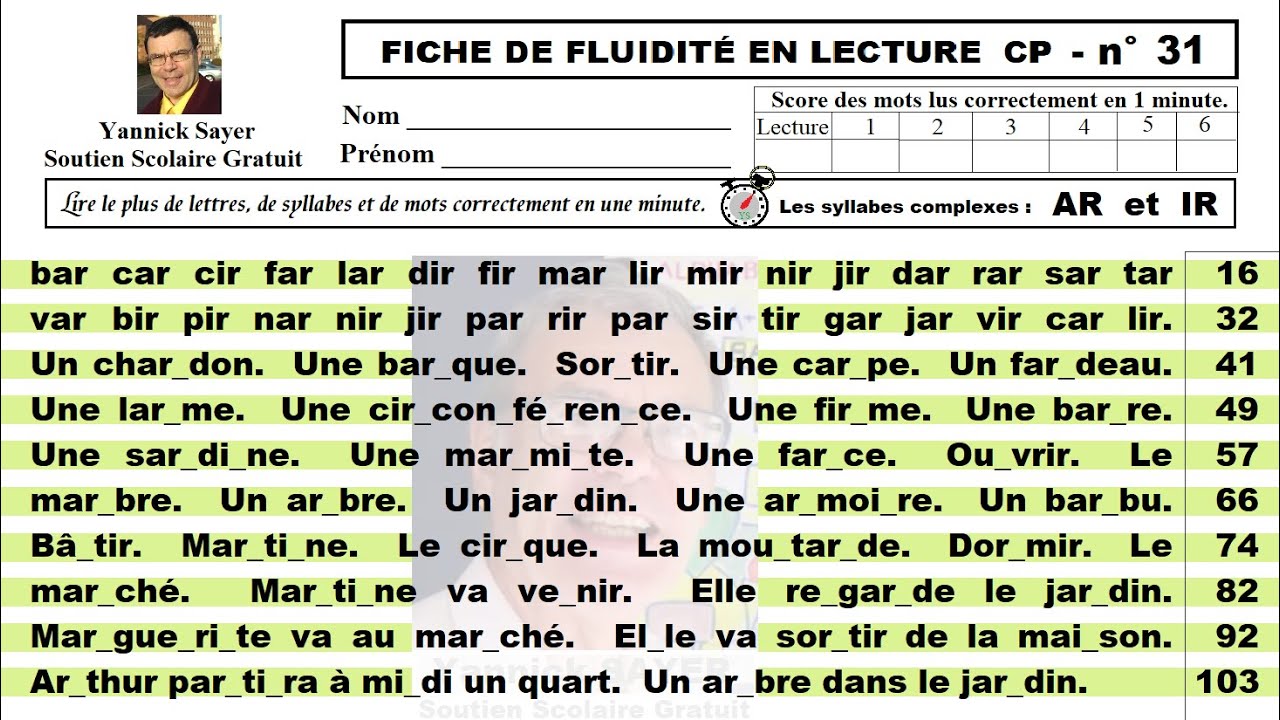 Fluidite En Lecture Cp Ce1 Syllabes Complexes Ar Ir 31 Youtube