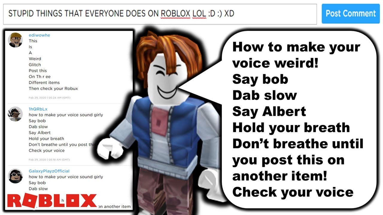 Stupid Comments Everyone Has Tried On Roblox Youtube - ow to post a comment on roblox