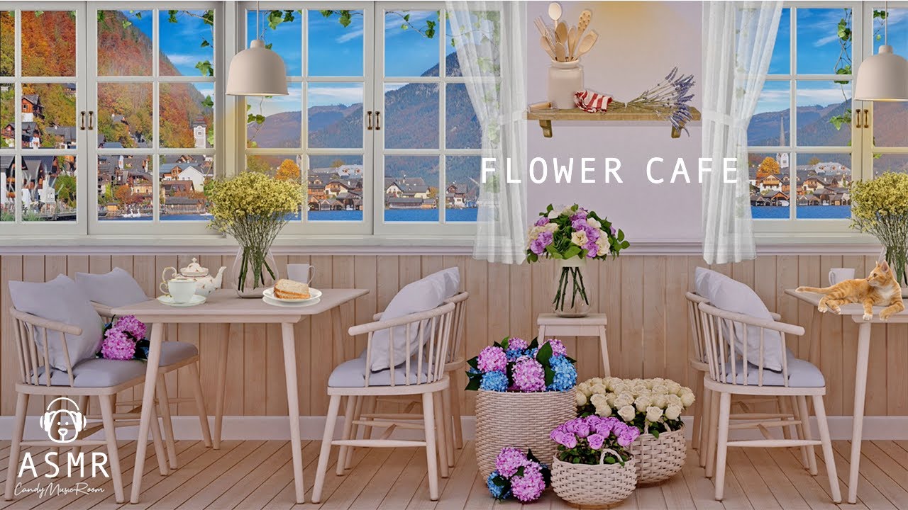 Austrian Floral Cafe Ambience - Coffee Shop Noise, Cafe Jazz Music - Relaxation, Study ASMR