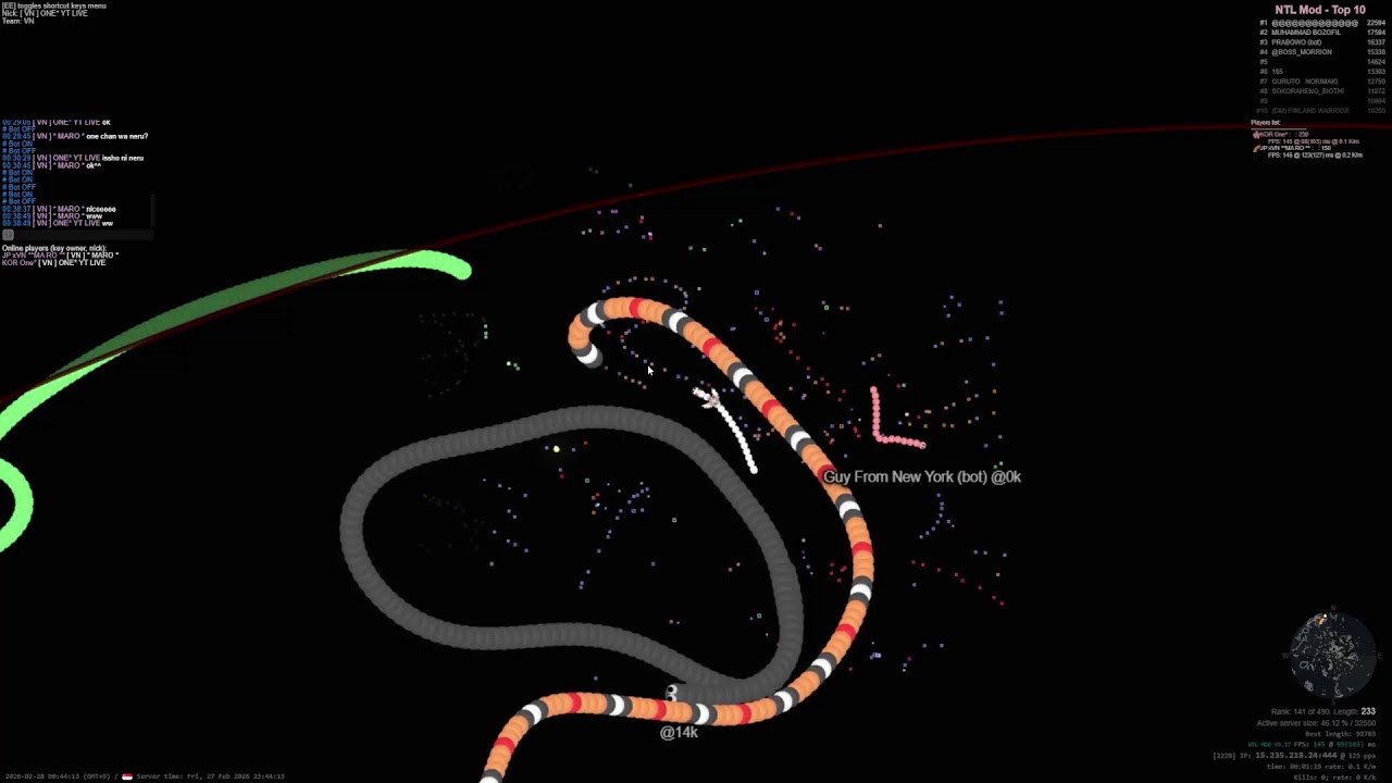 [slither.io] ONE Live _지렁이키우기 [HBD zxC & Bunny*]