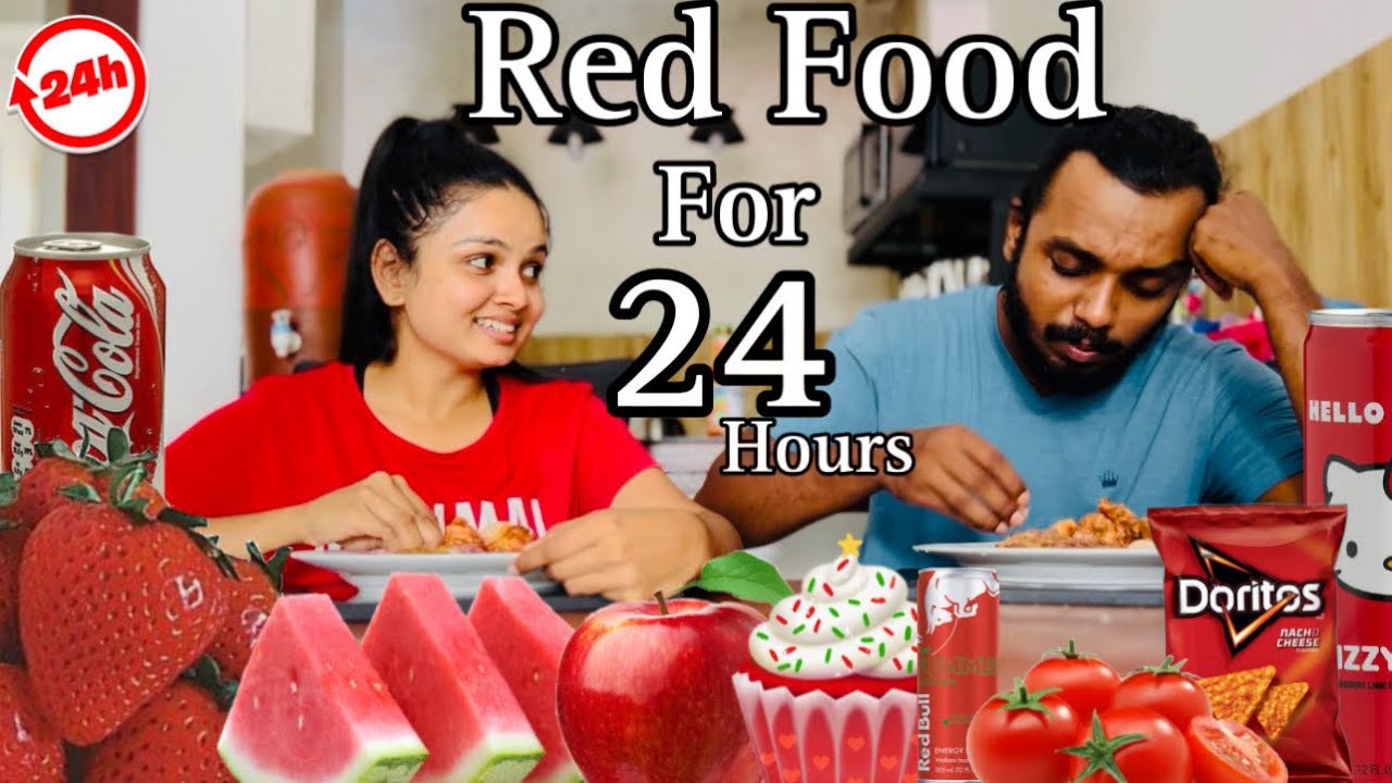 Busy දවසක රතු පාටින් කෑවා | EATING ONLY RED COLOUR FOOD FOR 24 HOURS