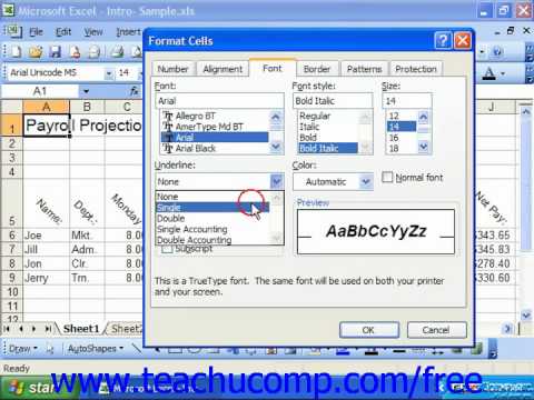 Excel 2003 Tutorial The Font Tab Microsoft Training Lesson 7.5