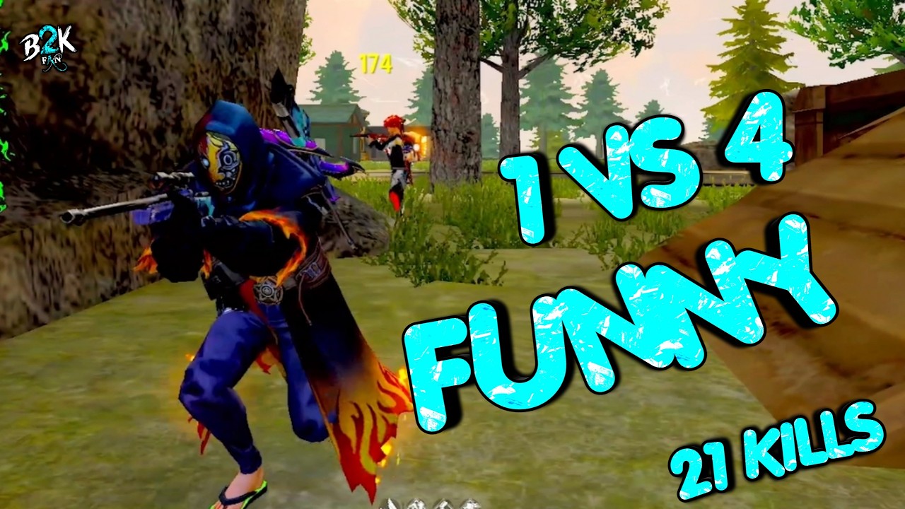 [B2K] FREE FIRE 1V4 FUNNY ENDING 21 KILLS!
