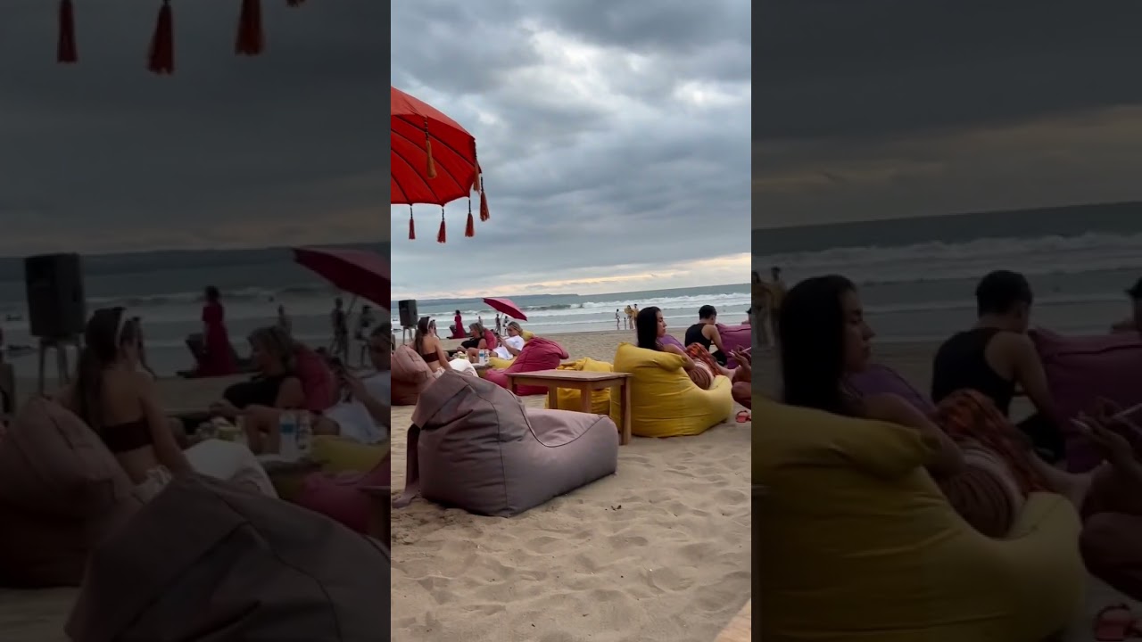 Beachside bean bags in Bali 