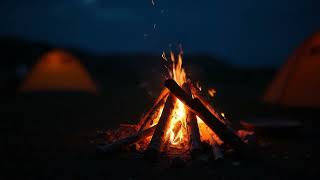 Campfire Sounds and Night Breeze | Quiet Woodland Campsite | Sleep and Relax Naturally