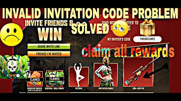 Invite and win Event invalid code problem solved 🥺|free fire max| invite friends glowal and AWM