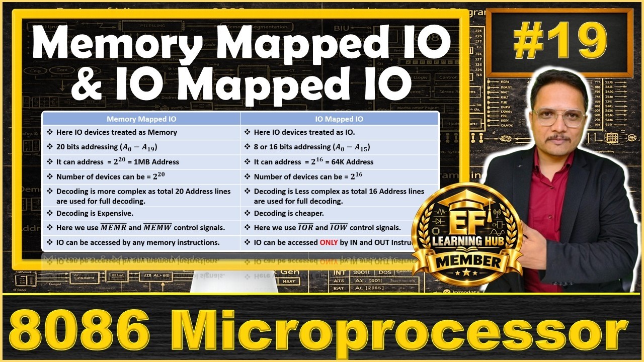 Memory Mapped IO Vs IO Mapped IO of 8086 - YouTube
