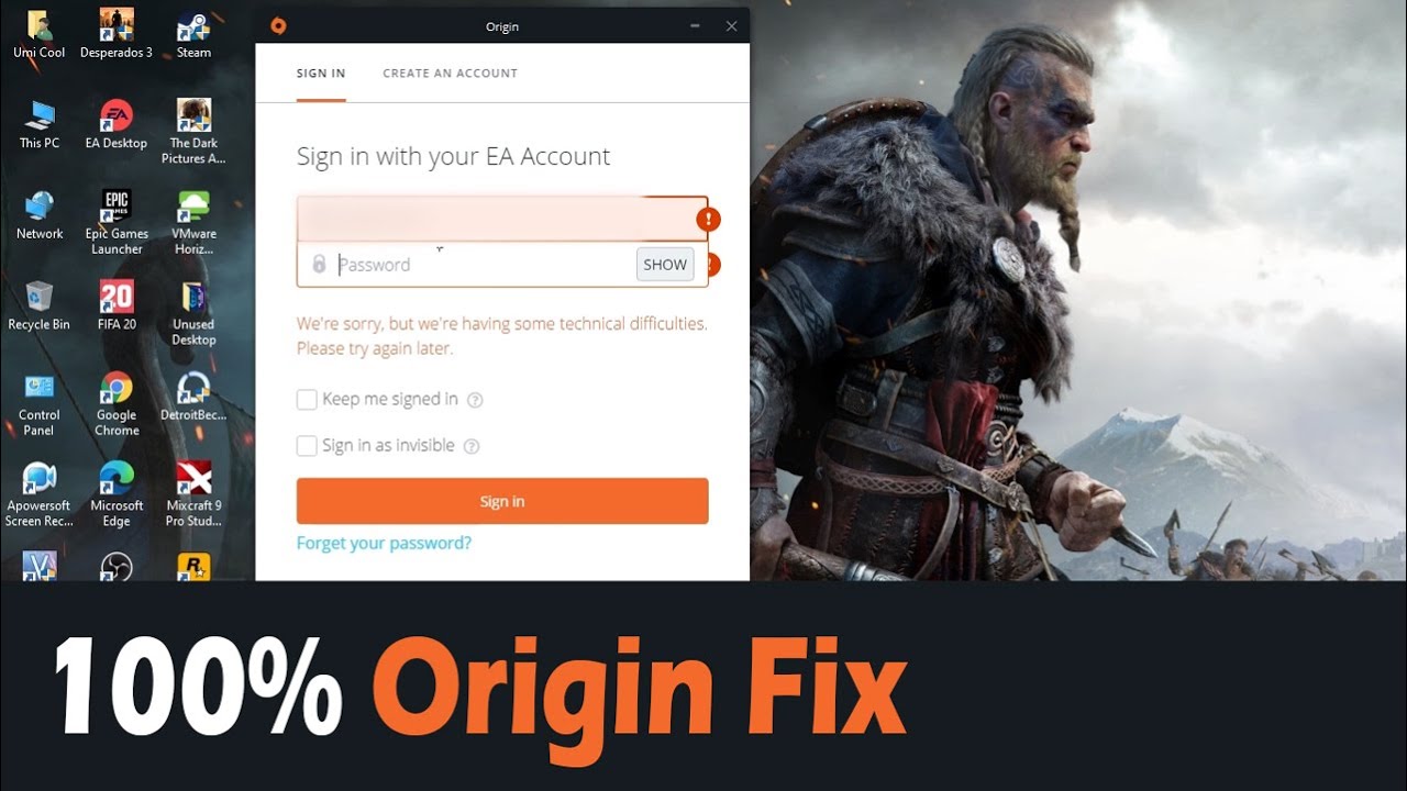 Origin Fixed 2022 We're sorry, but we're having some technical  difficulties. Please try again later 