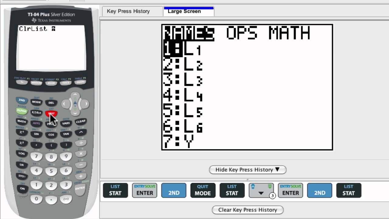 Clear a List on a graphing calculator TI84