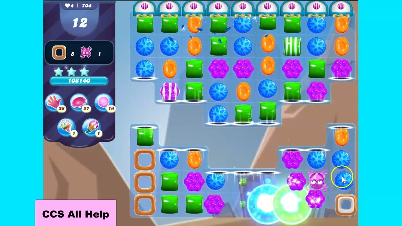 Candy Crush Saga Level 704 New NO BOOSTERS Cookie - YouTube