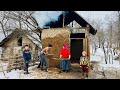 Winter Still Holds ❄️ Restoring an Old Clay Oven with Straw &amp; Mud in a Cold Village Day