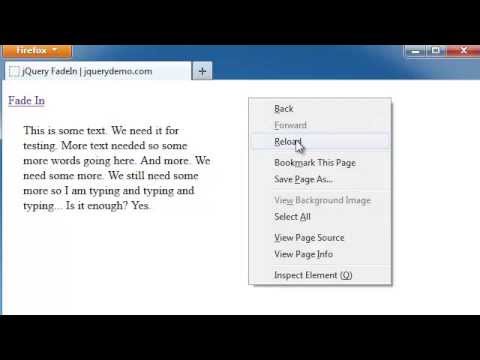 jQuery Basics - How to Fade Text with jQuery - fadein() - Part 1