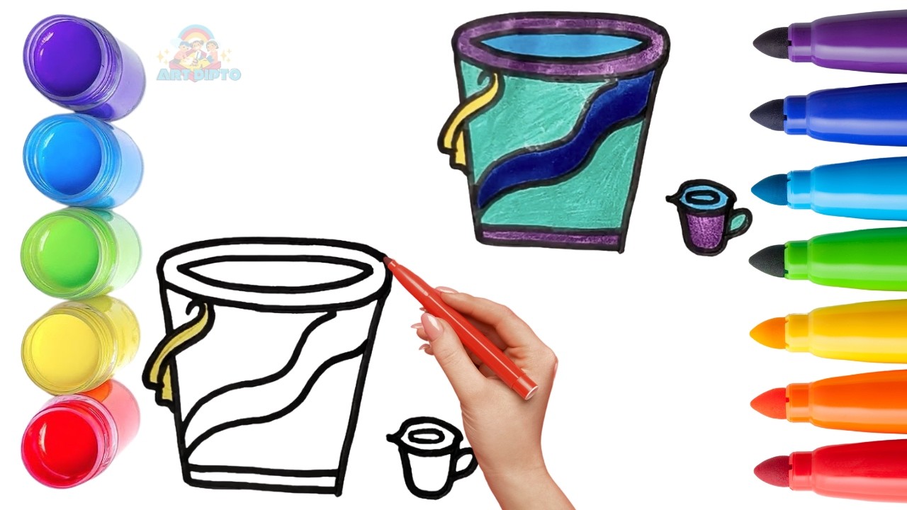 Как нарисовать милое ведерко. Рисование, раскрашивание и живопись для детей и малышей. Детское ис...