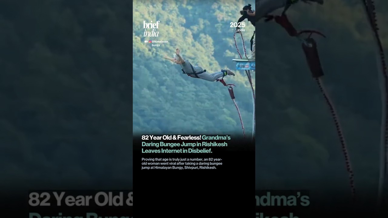 82-Year-Old Woman Stuns Internet With Fearless Bungee Jump in Rishikesh.