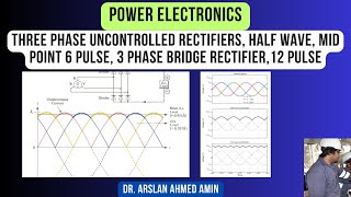 Three Phase Uncontrolled Rectifiers, Half Wave, Mid Point 6 Pulse, 3 Phase Bridge Rectifier,12 Pulse