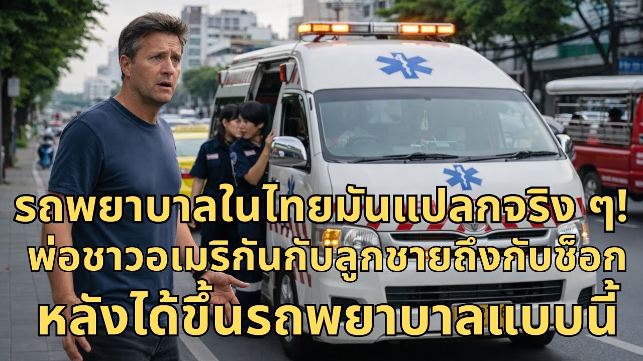 “รถพยาบาลในไทยมันแปลกจริง ๆ!”พ่อชาวอเมริกันกับลูกชายถึงกับช็อก หลังได้ขึ้นรถพยาบาลแบบนี้