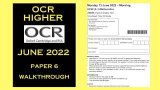 OCR GCSE Maths Higher - June / Summer 2022 - Paper 6 - Calculator - Worked Solutions / Walkthrough