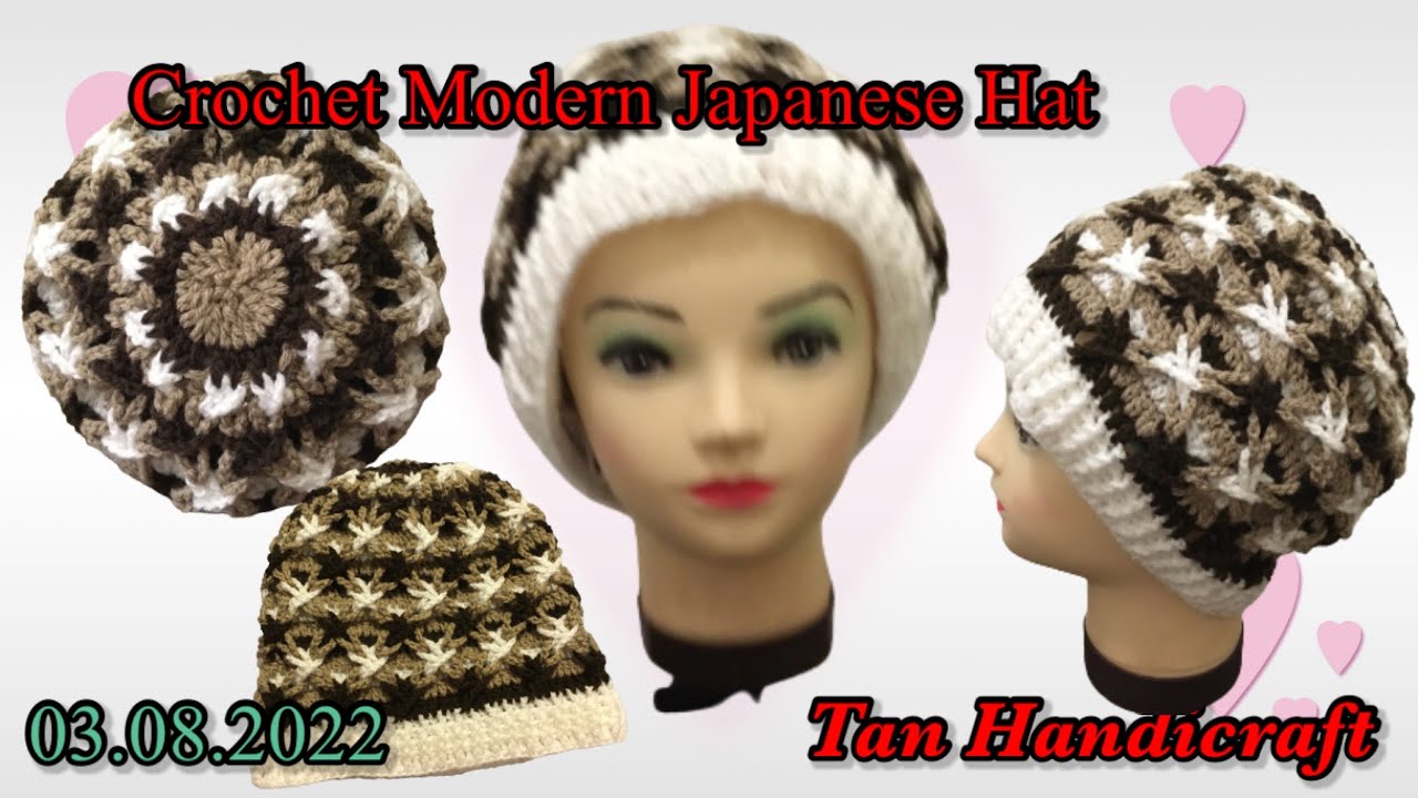 Tutorial ke 917 Crochet modern japanese hat ( crochet weaved hat