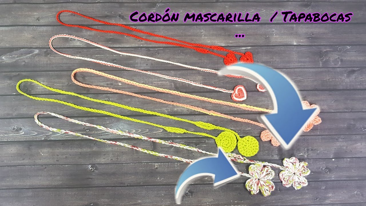 Cordón tejido crochet para mascarilla / Tapaboca. Motivo Trébol🍀
