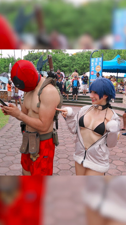 Deadpool meets Hinata Hyuga (Beach Episode!) ⛱️ #deadpool #anime #cosplay