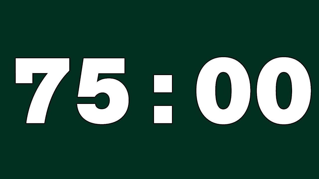 [ 75:00 ] Basic Dark Green Countdown Timer - YouTube