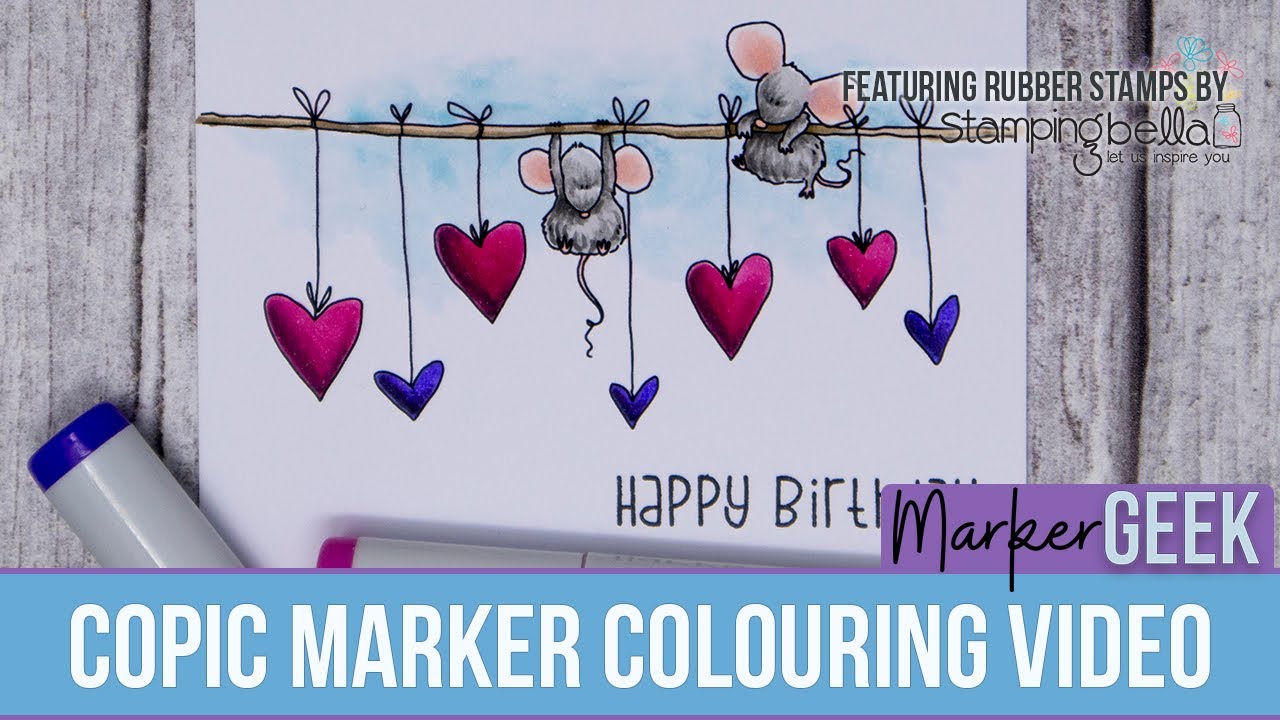 Copic Marker Colouring Mice Hanging Out Stamping Bella Rubber Stamp ...
