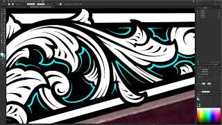 Hand Drawn Metal Engraving Vector Scroll Design for Measuring Caliper Tool