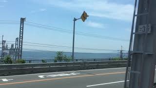 海と見える車窓、山陽電鉄直通特急シーサイドライン車窓