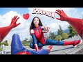 Beautiful Girl and a Romantic Love Story with Spider-Man