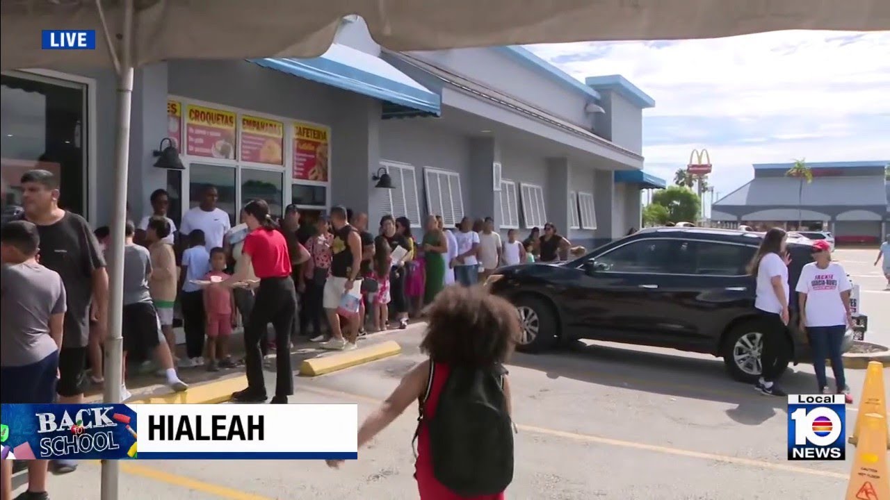 Hialeah restaurant gives away over 1,000 backpacks at back-to-school event