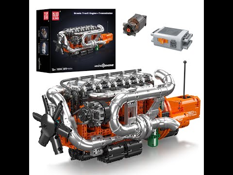 Конструктор двигатель грузовика Mould King 10200 Inline-6 Turbo с электромотором 3236 деталей модель рядного 6-цилиндрового двигат, видео 1