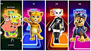 Tiles hop game, Talking Tom  vs Angela vs Paw Patrol vs Mario vs SpongeBob  #tiles hop#212 screenshot 4