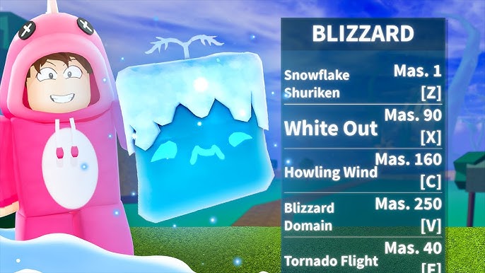 Blizzard fruit showcase in Blox fruits #showcase #damage #fullmastery