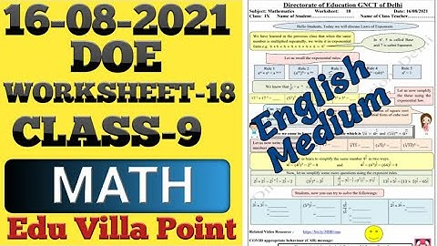 Class 9 Math Worksheet 18(16/08/2021) English Medium| Class 9 Math | Edu Villa Point