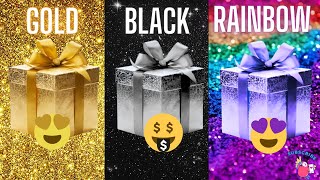 Choose your gift ⭐️🖤🌈|3 gift box challenge Gold, Black & Rainbow #giftboxchallenge #chooseyourgift