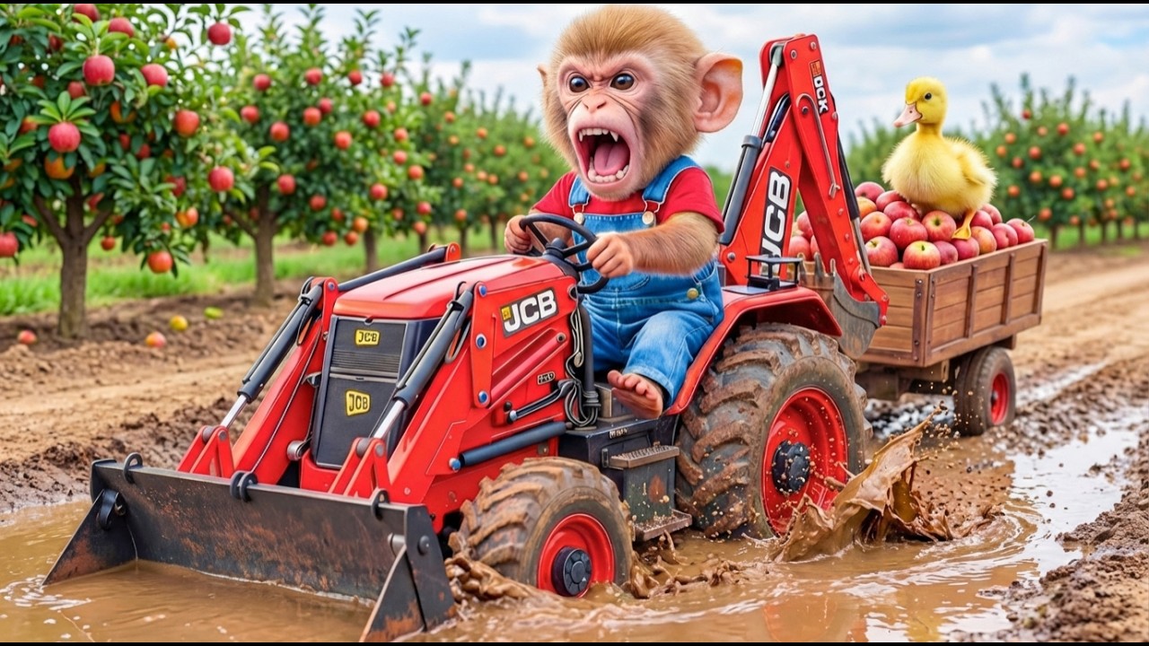 Monkey Nana Uses JCB to Rescue a Puppy from a Deep Pit… The Ending Will Shock You! 😱🐶🚜
