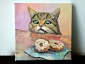 Oil Painting Cat and Donuts / Живопись маслом Кот и Пончики